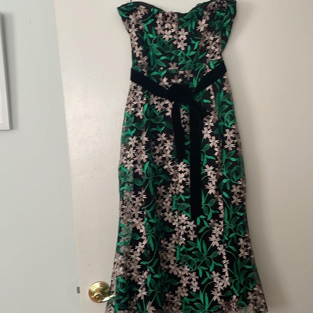 Floral Green and Black Dress